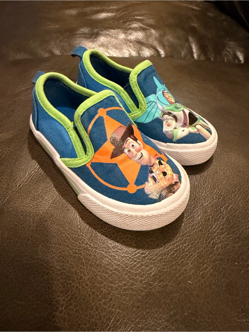 Disney Toy Story Toddlers Slip-On Shoes in Blue and Green - Picture 3 of 7